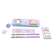 School Supplies Stationery Kit with 1 Pencil Box Case 2 Pencils 6 Crayon Colors 1 Ruler Scale 1 Eraser 1 Sharpener Stationary Kit for Girls Pencil Pen Book Eraser Sharpener Crayons - Stationary Kit Set for Kids Birthday Gift (12 Pc Set)