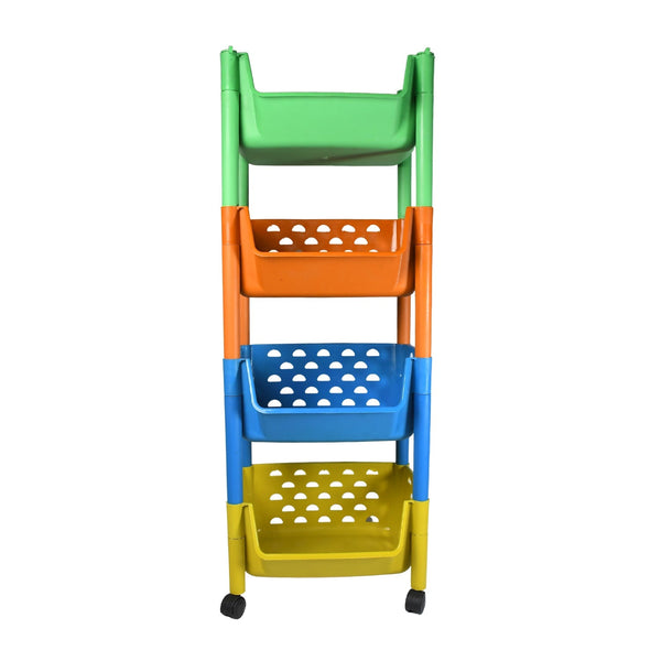 4 layers plastic basket trolley