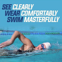 Blue swimming goggles with ear protection