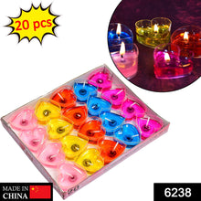 Heart-shaped scented wax candles in a pack of 20.