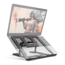 Foldable laptop stand with adjustable settings, ideal for enhancing laptop ergonomics