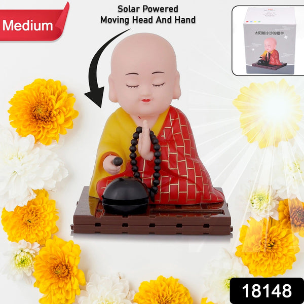 Solar Powered Sitting Buddha Statue,  Moving Head and Hand (1 Pc / Medium)