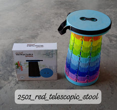 Mixed-color telescopic stool with height adjustment, foldable for storage