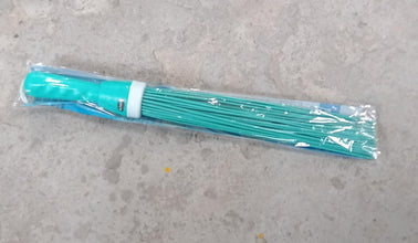 Floor cleaning broom made from plastic, suitable for both wet and dry use.